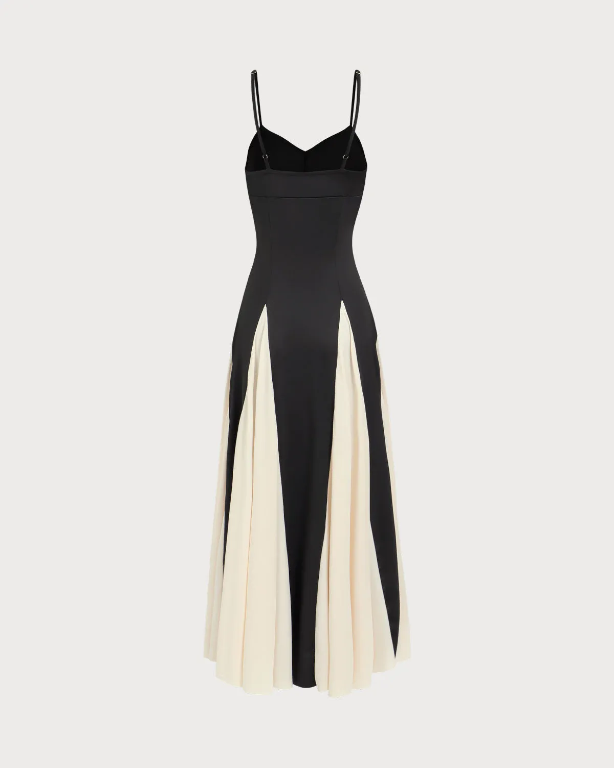 Women's Black Contrasting Pleated Slip Maxi Dress sold by rihoas product image thumbnail 4