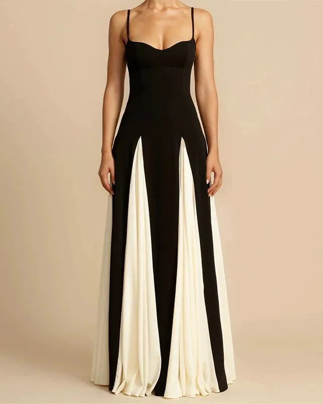 Women's Black Contrasting Pleated Slip Maxi Dress sold by rihoas product image thumbnail 2