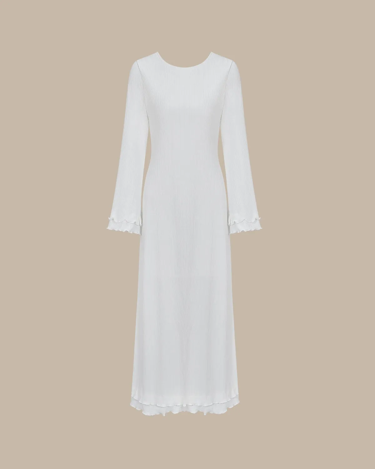 Women's White Bell Sleeve Knit Maxi Dress sold by rihoas product image thumbnail 3