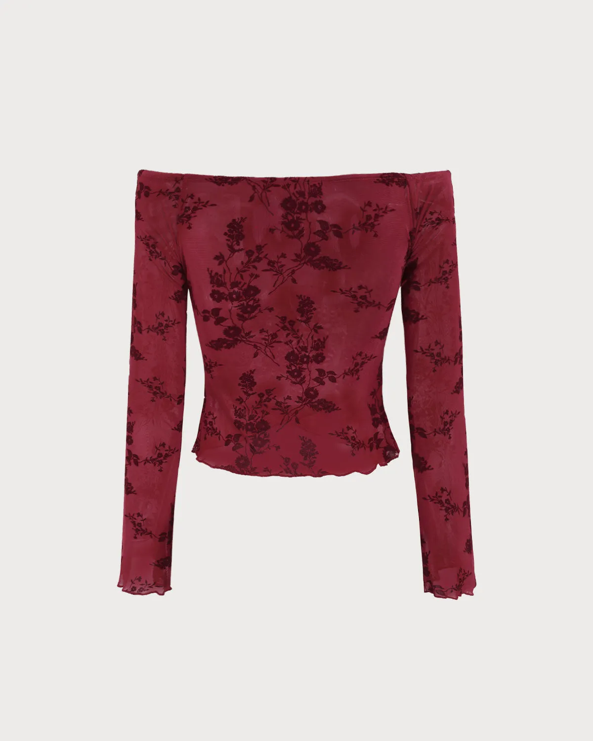 Women's Red Floral Off The Shoulder Tee sold by rihoas product image thumbnail 5