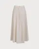 Women's White High-waisted Pleated Midi Skirt sold by rihoas