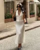 Women's White High-waisted Pleated Midi Skirt sold by rihoas