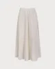 Women's White High-waisted Pleated Midi Skirt sold by rihoas