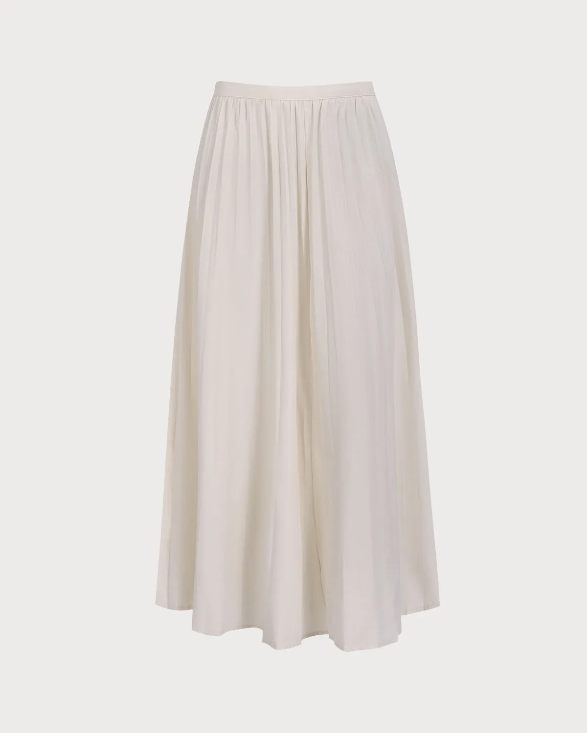 Women's White High-waisted Pleated Midi Skirt sold by rihoas product image thumbnail 3