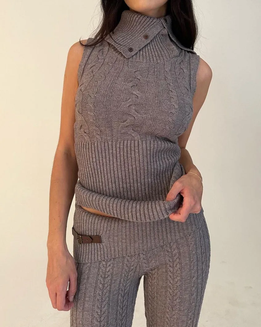 Women's Grey Turtleneck Sweater Tank sold by rihoas product image thumbnail 4