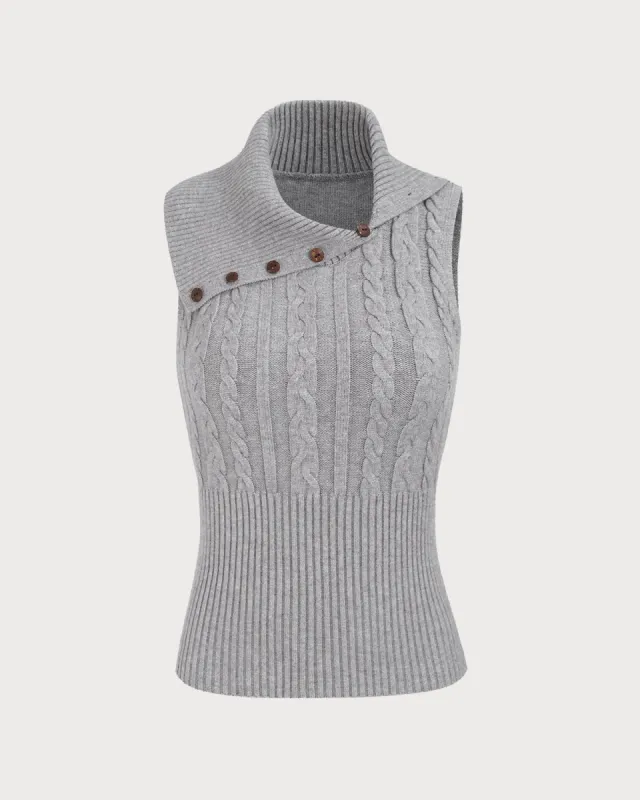 Women's Grey Turtleneck Sweater Tank sold by rihoas