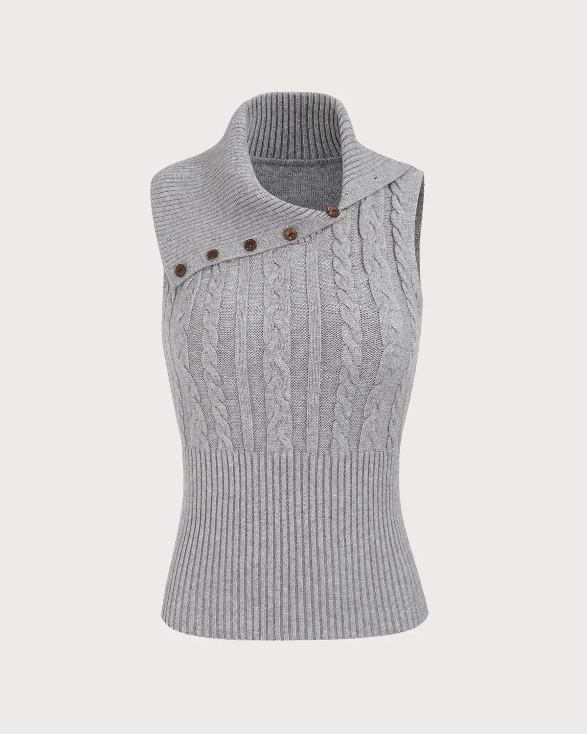 Women's Grey Turtleneck Sweater Tank sold by rihoas