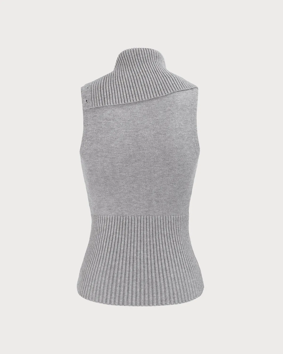 Women's Grey Turtleneck Sweater Tank sold by rihoas product image thumbnail 2