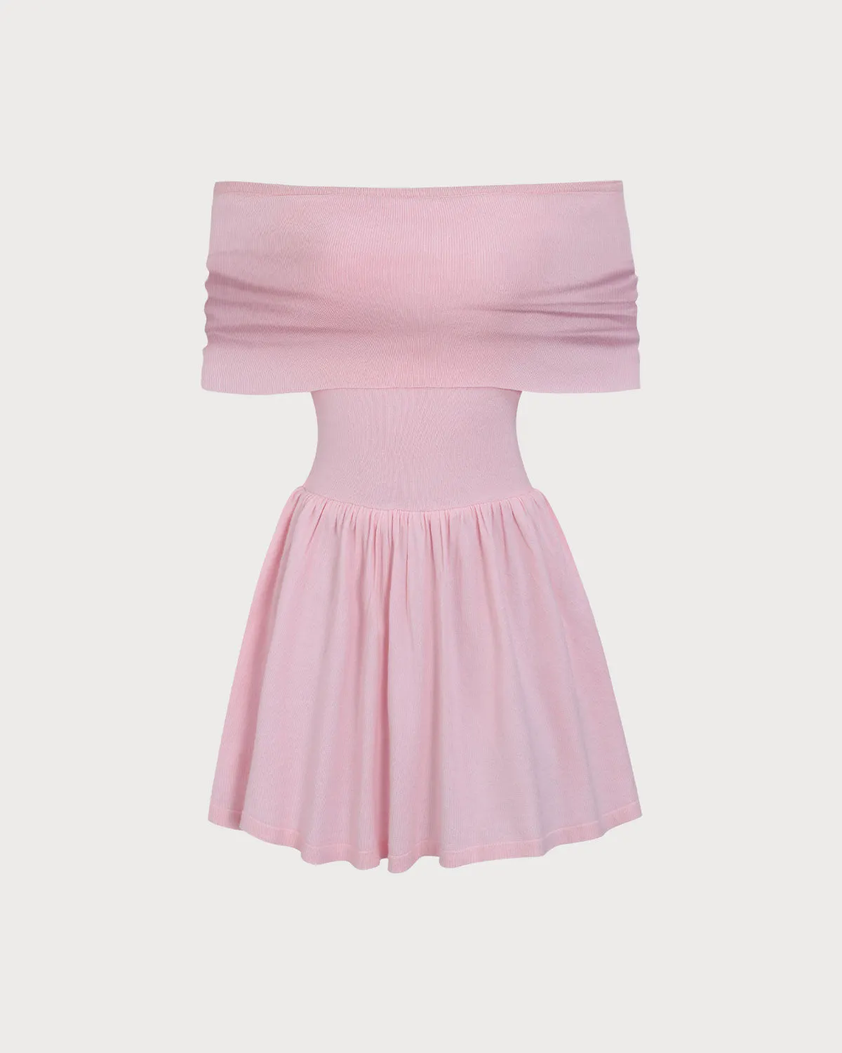 Women's Pink Off-shoulder Knit Mini Dress sold by rihoas