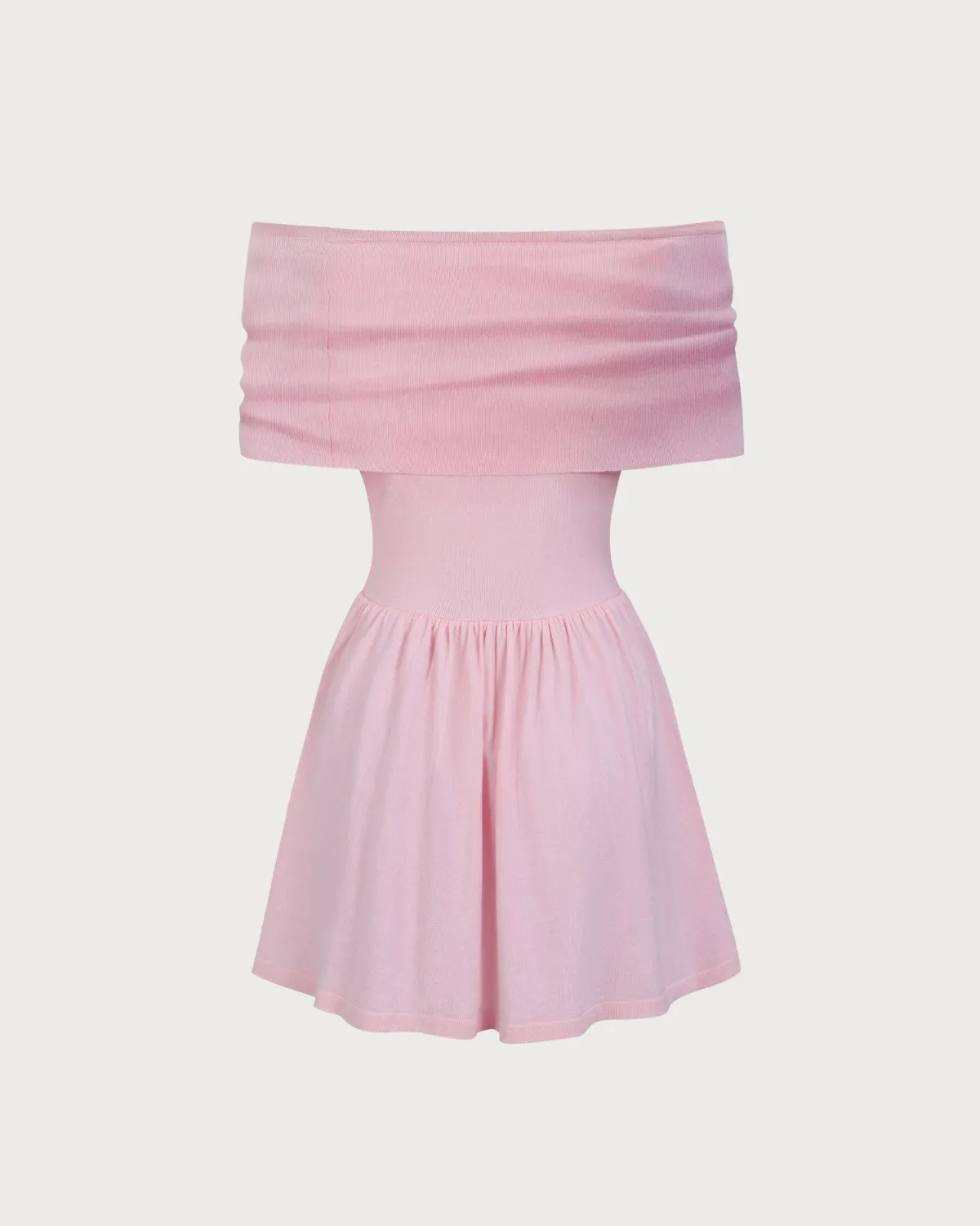 Women's Pink Off-shoulder Knit Mini Dress sold by rihoas product image thumbnail 3
