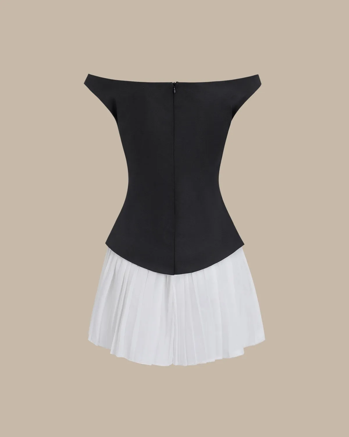 Women's Black Off-shoulder Contrasting Mini Dress sold by rihoas product image thumbnail 3