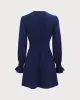 Women's Navy Ruffle Long Sleeve Mini Dress sold by rihoas