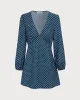 Women's Navy V-neck Polka Dot Mini Dress sold by rihoas