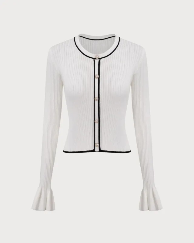 Women's White Contrasting Knit Top made by rihoas