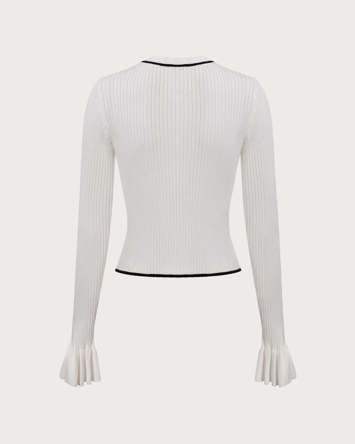Women's White Contrasting Knit Top sold by rihoas product image thumbnail 2
