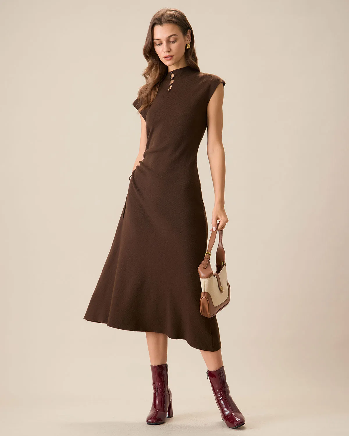 Women's Coffee Bodycon Reversible Sweater Dress sold by rihoas