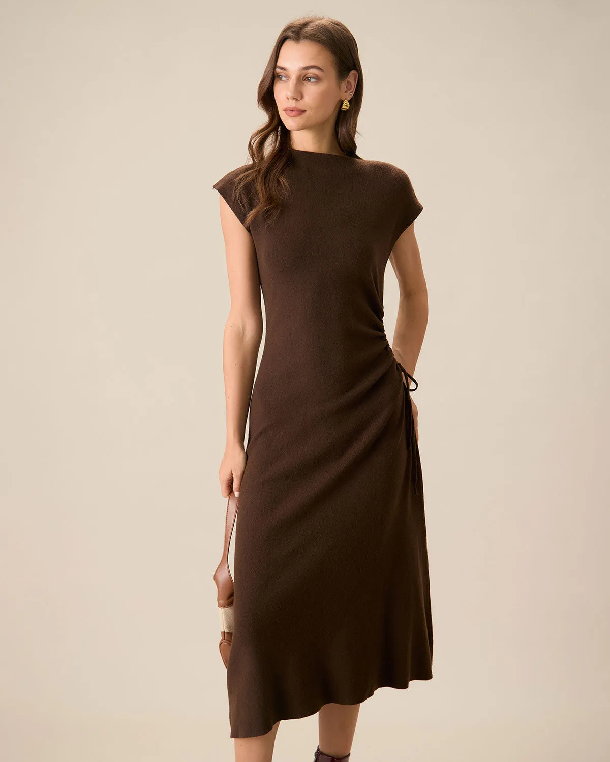 Women's Coffee Bodycon Reversible Sweater Dress sold by rihoas product image thumbnail 2