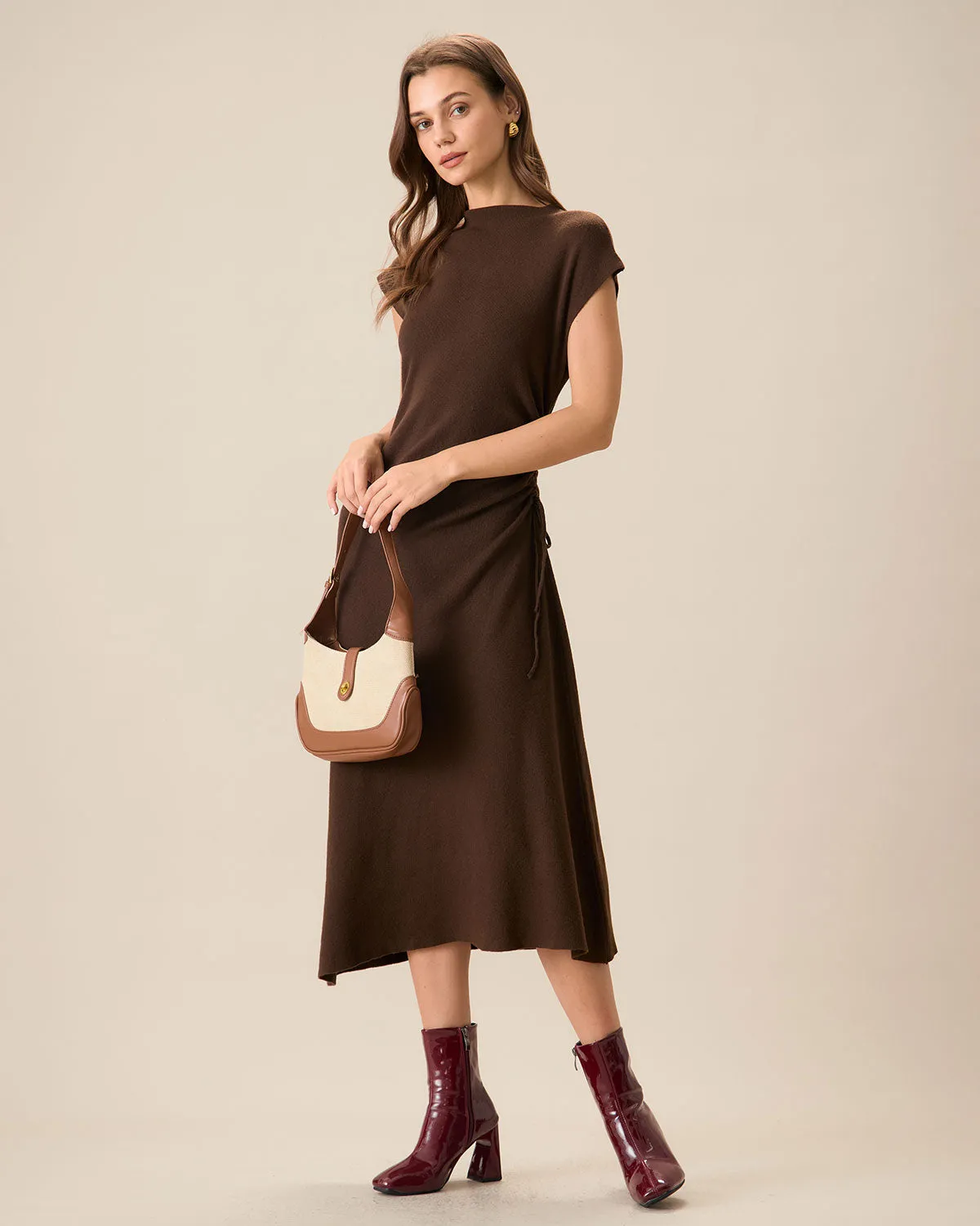 Women's Coffee Bodycon Reversible Sweater Dress sold by rihoas product image thumbnail 3