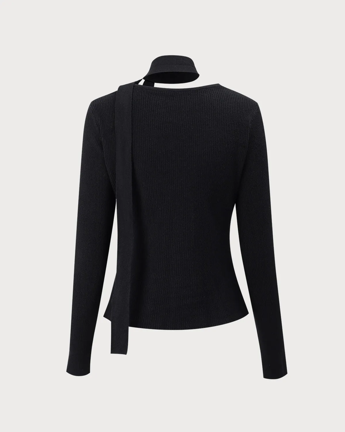 Women's Black Ribbed Knit Slim Cardigan sold by rihoas product image thumbnail 3