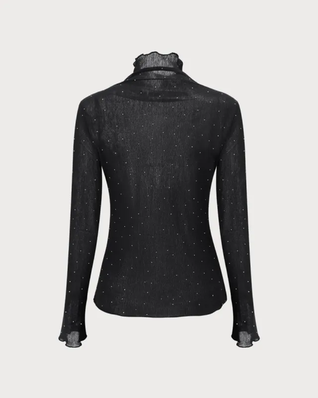 Women's Black Polka Dot See-through Slim Tee made by rihoas