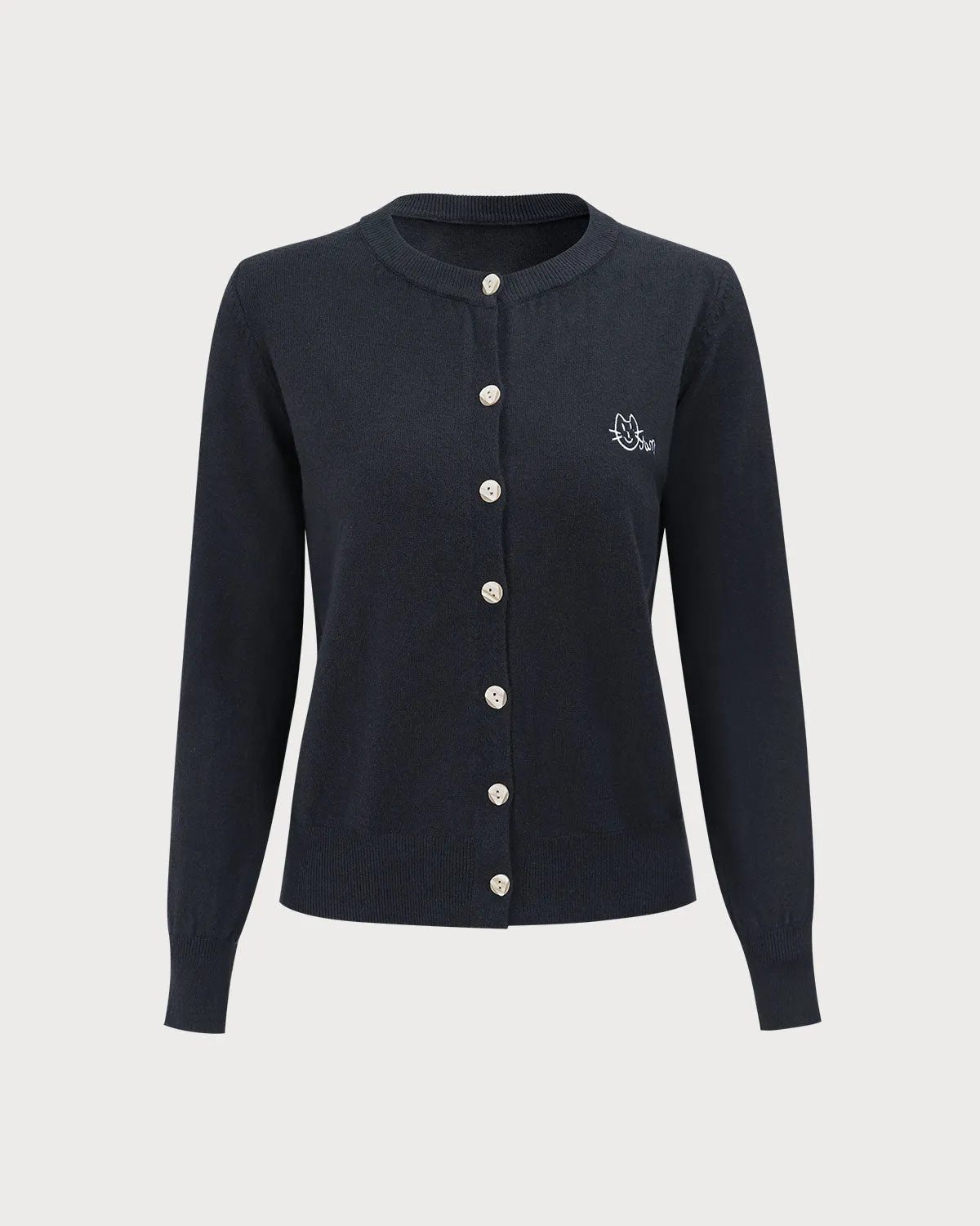 Women's Grey Single-Breasted Ribbed Knit Cardigan sold by rihoas