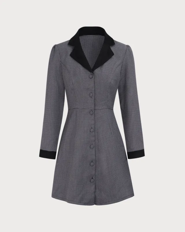 Women's Grey Plaid Contrasting Mini Dress sold by rihoas