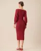 Women's Red Ribbed Knit Bodycon Sweater Dress sold by rihoas