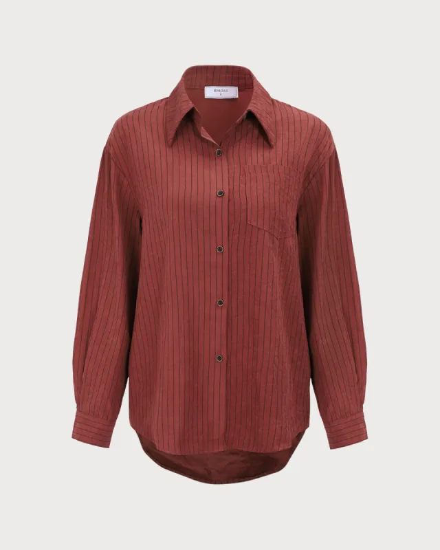 Women's Red Striped Pocket Shirt sold by rihoas