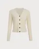 Women's Beige Ribbed Knit Single-breasted Cardigan sold by rihoas