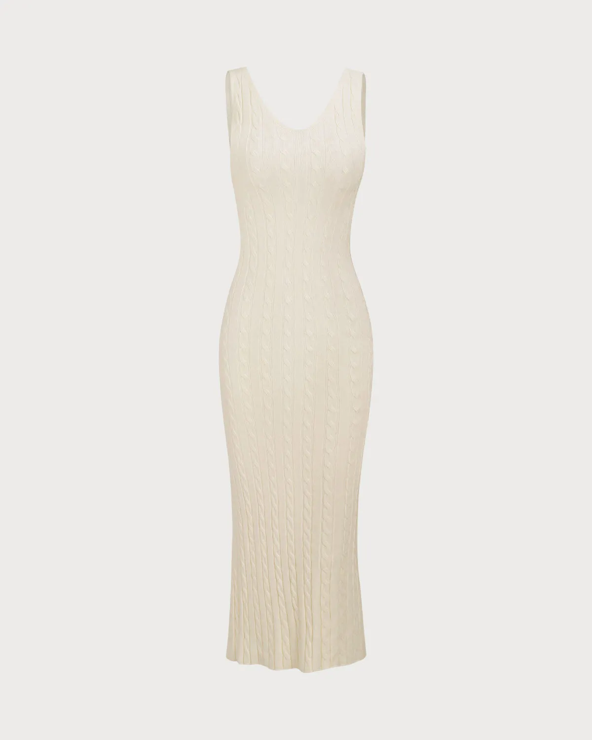 Women's Beige Ribbed Knit Bodycon Sweater Dress sold by rihoas