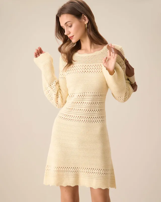 Women's Apricot Cutout Knitted Sweater Dress sold by rihoas