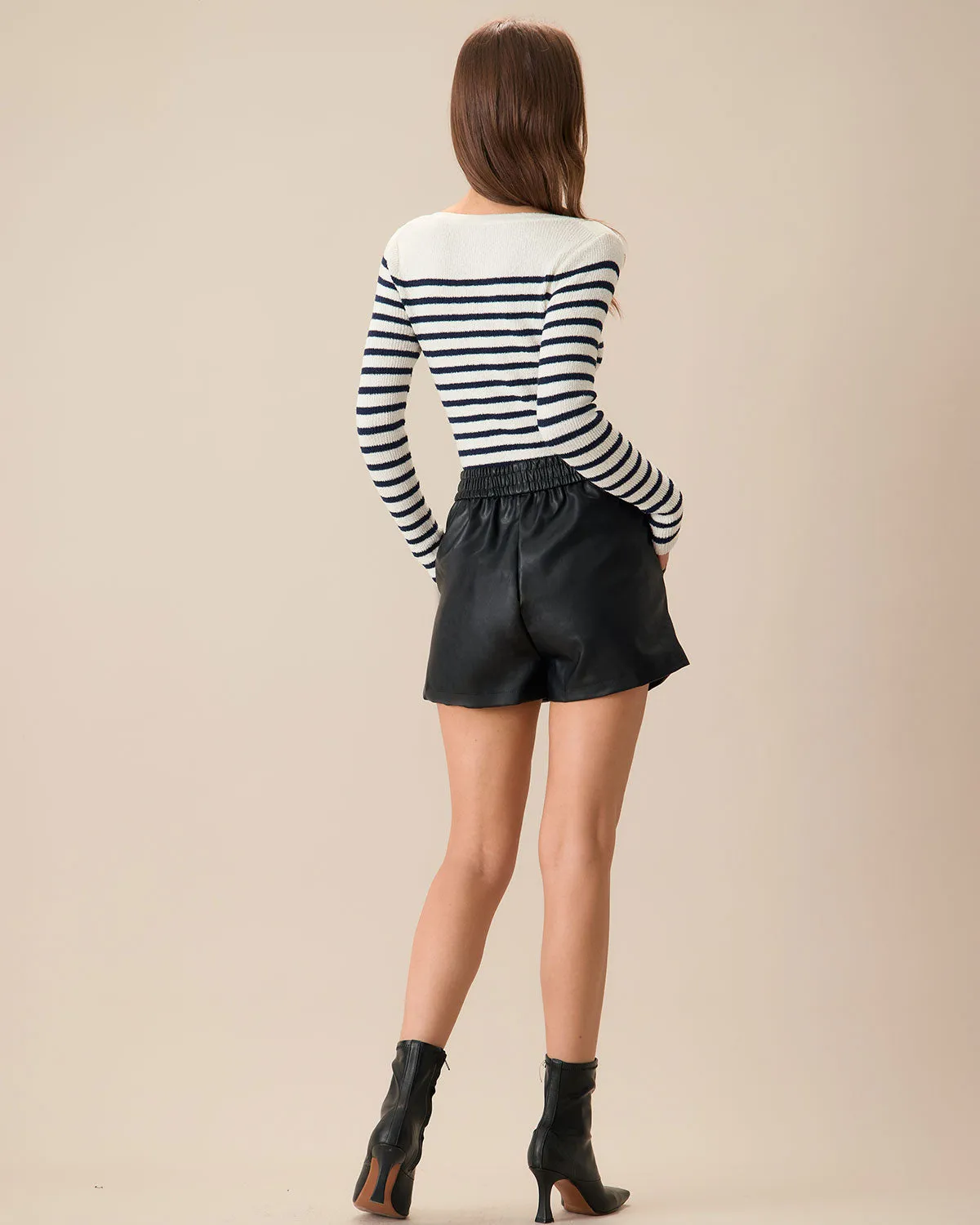 Women's Navy Boat Neck Slim Striped Sweater sold by rihoas product image thumbnail 4