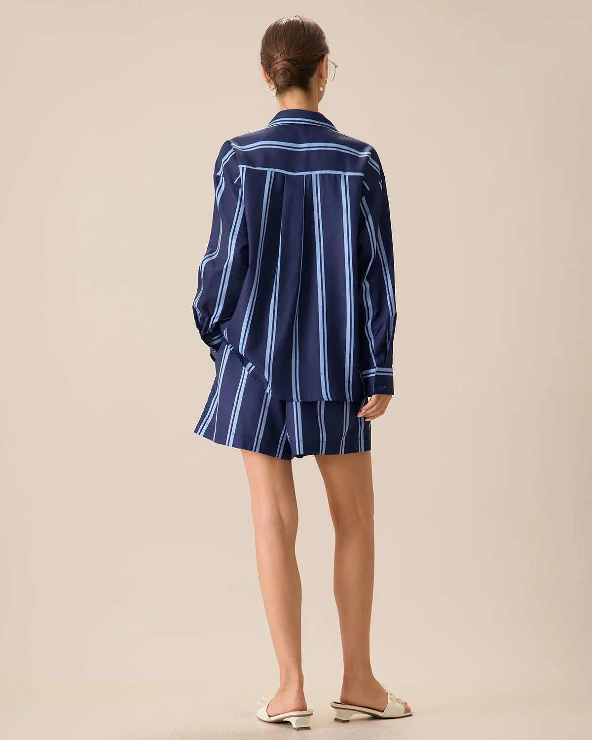 Women's Navy Striped Pocket Shirt sold by rihoas product image thumbnail 4