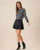 Women's Black Pleated A-Line Mini Skirt sold by rihoas
