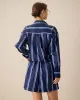 Women's Navy Striped Elastic Waist Shorts sold by rihoas