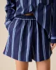 Women's Navy Striped Elastic Waist Shorts sold by rihoas