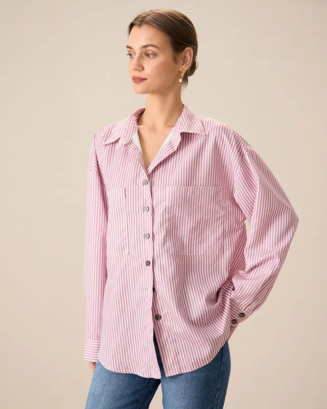Pink Striped Pocket Shirt sold by rihoas