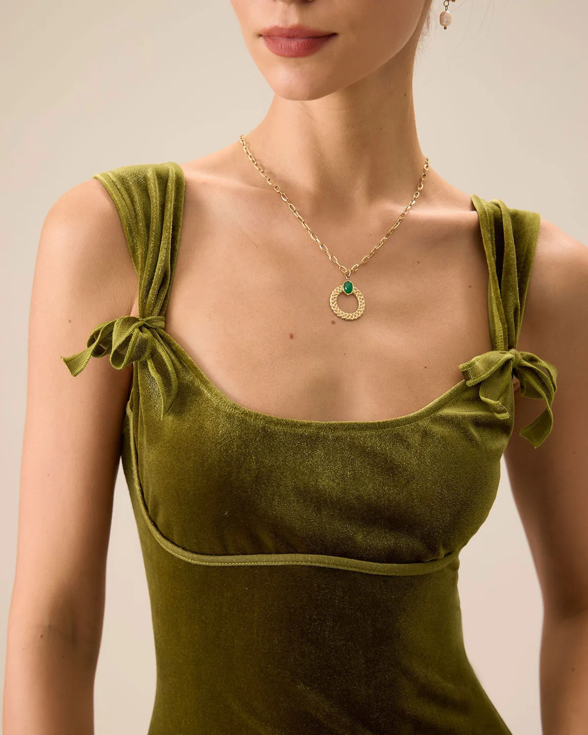 Green Velvet Bodycon Midi Dress sold by rihoas product image thumbnail 2