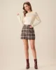 Brown Plaid Straight Mini Skirt sold by rihoas