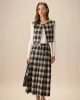 Black Plaid A-line Midi Skirt sold by rihoas