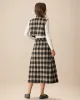 Black Plaid A-line Midi Skirt sold by rihoas