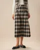 Black Plaid A-line Midi Skirt sold by rihoas