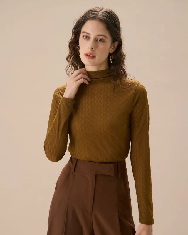 Army Green Mock Neck Knit Tee sold by rihoas