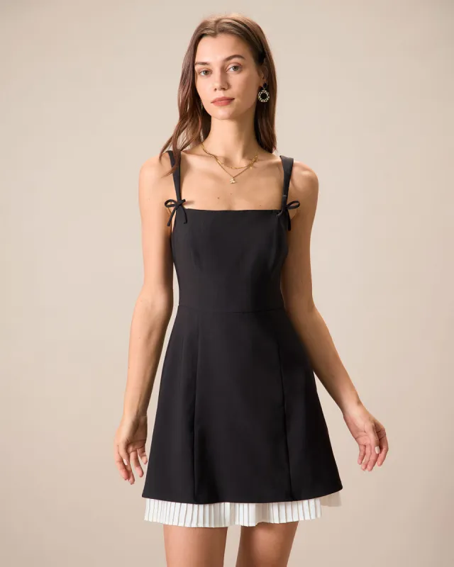 Black Contrasting Bowknot Slip Mini Dress sold by rihoas