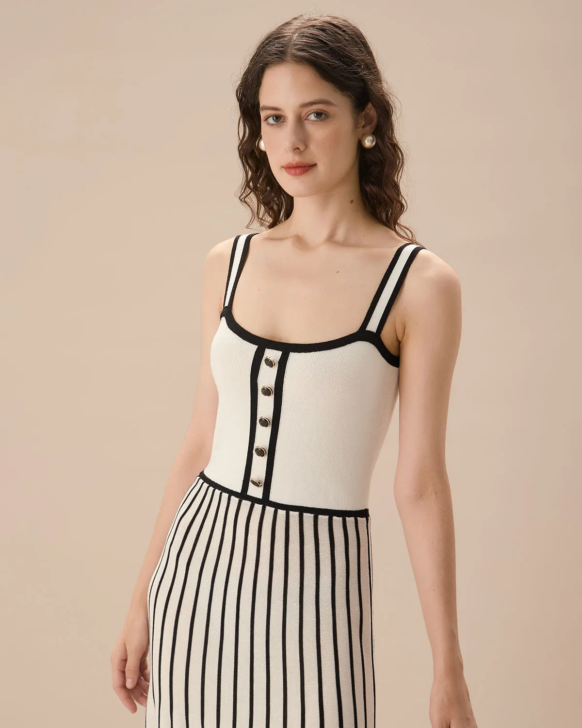 White Striped Slip Sweater Dress sold by rihoas product image thumbnail 2