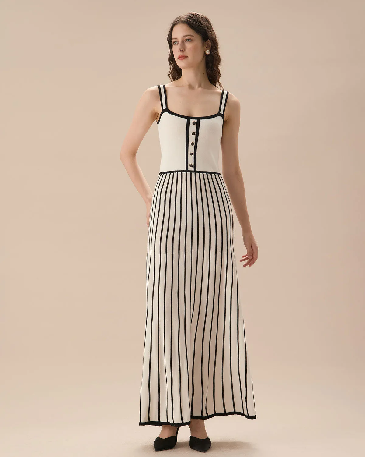 White Striped Slip Sweater Dress sold by rihoas