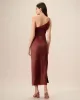 Red One-shoulder Satin Maxi Dress sold by rihoas