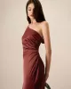 Red One-shoulder Satin Maxi Dress sold by rihoas