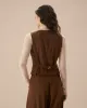 Brown V Neck Button Up Sleeveless Vest sold by rihoas