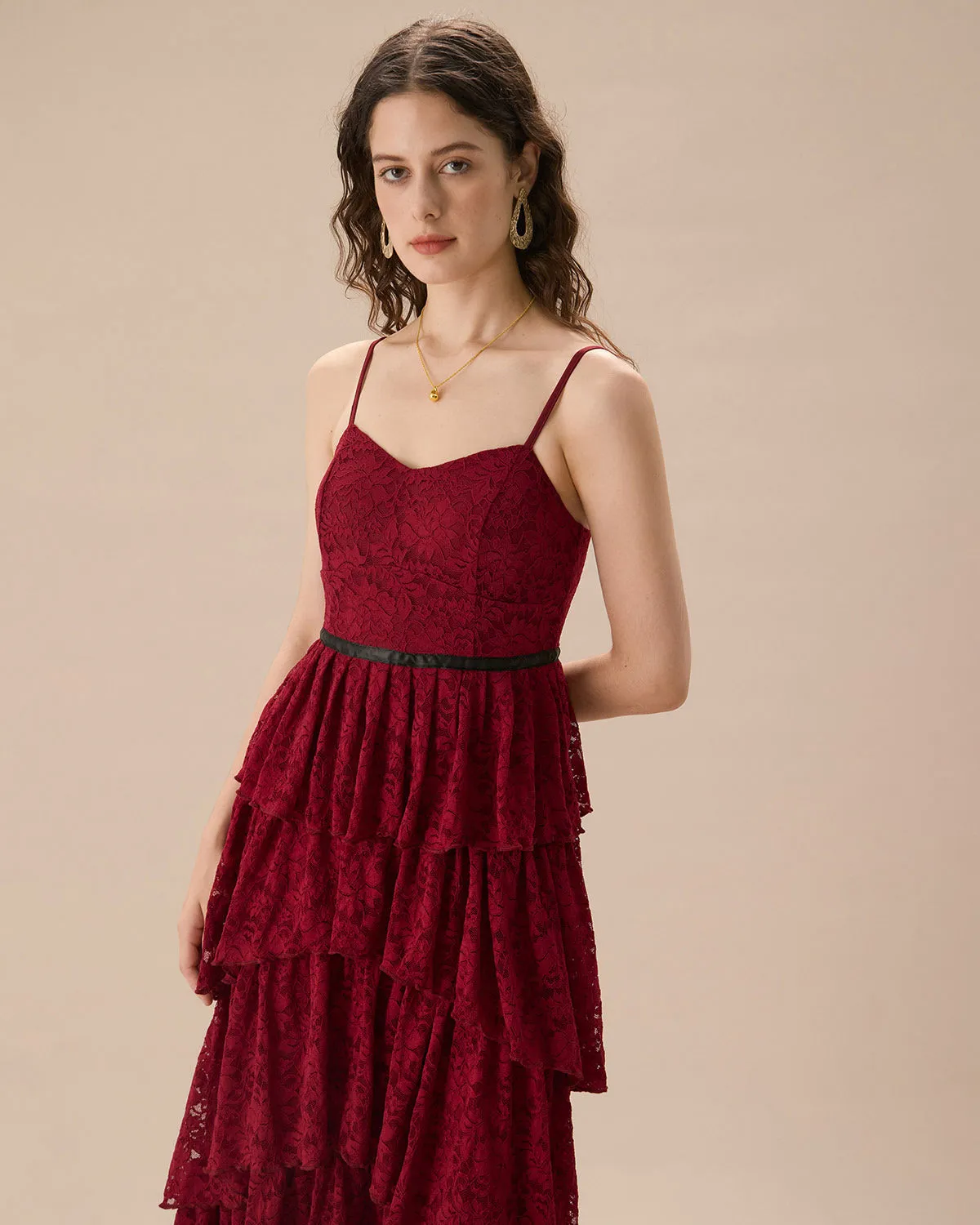 Sweetheart Neck Lace Maxi Dress sold by rihoas product image thumbnail 3